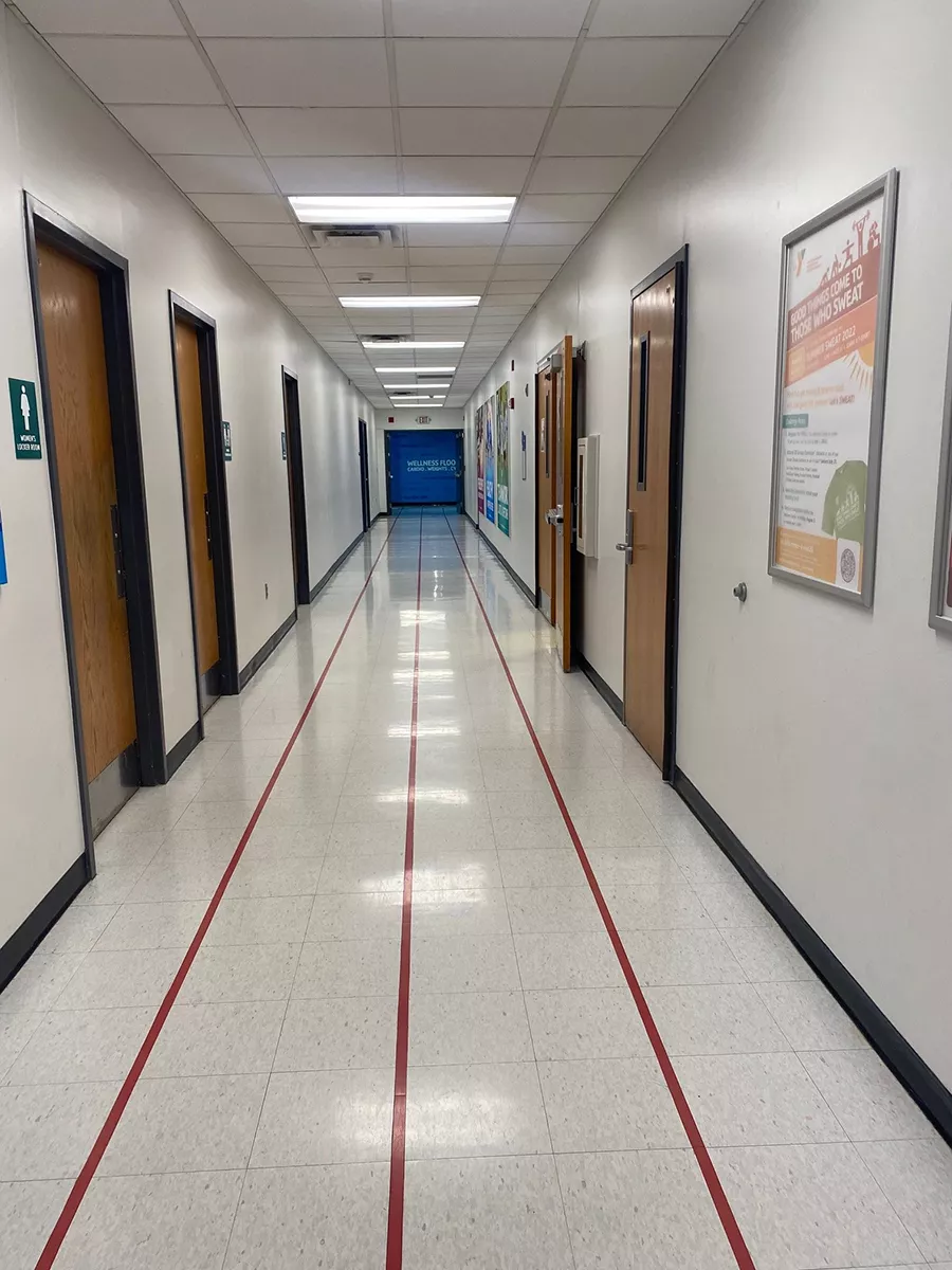 Sarpy YMCA hallway pre renovation