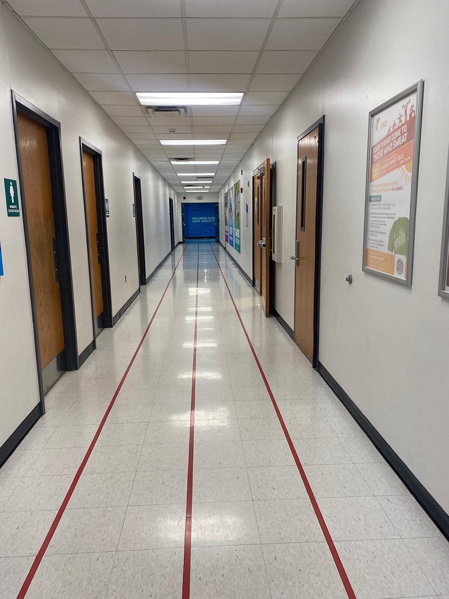 Sarpy YMCA hallway pre renovation