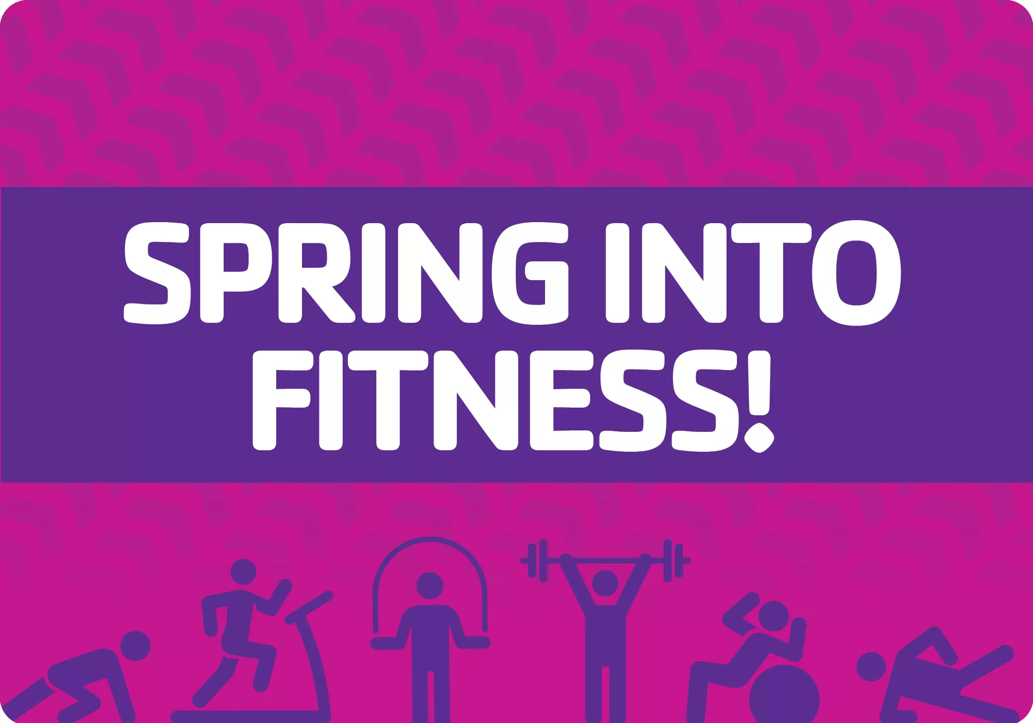 Spring into fitness! Graphics of people exercising.