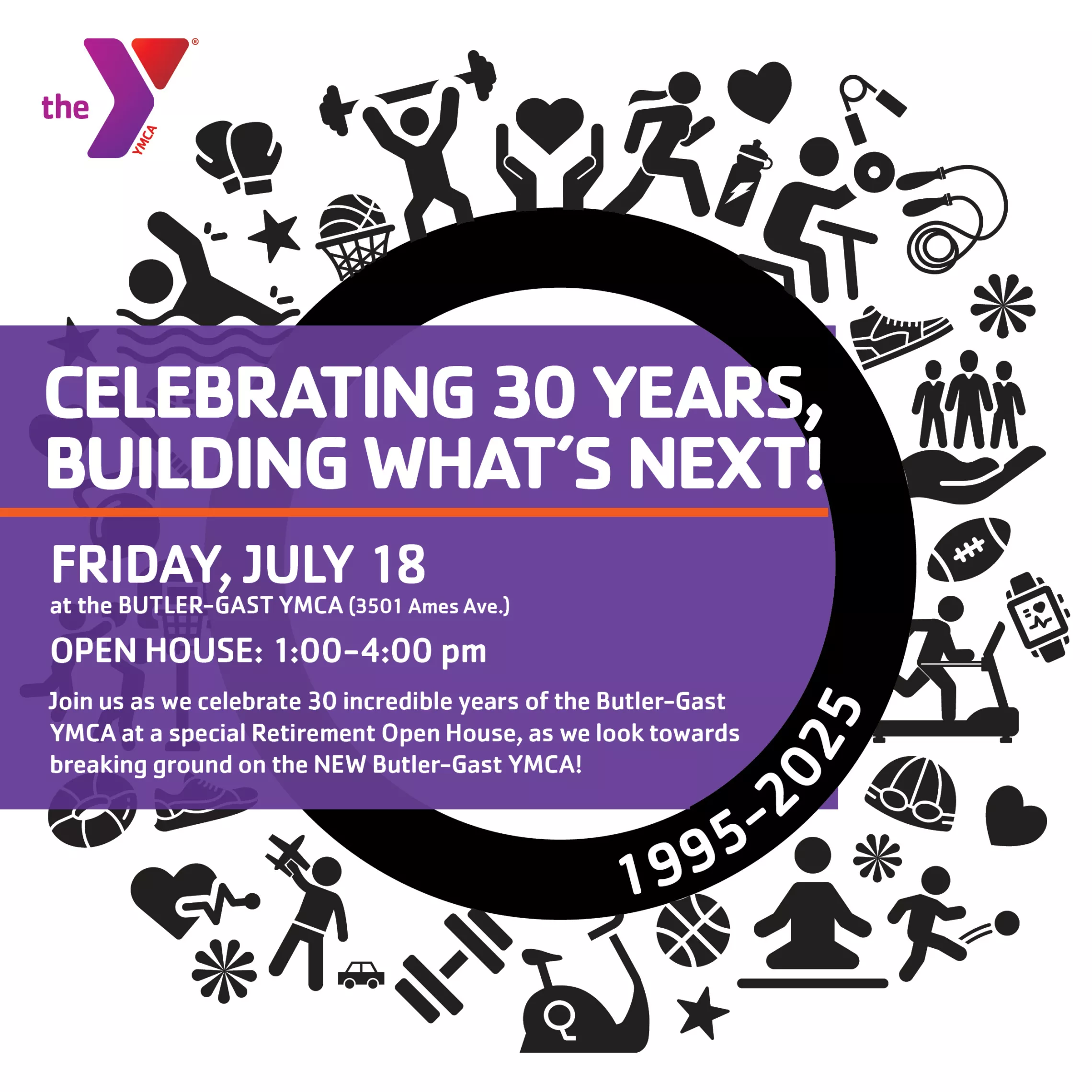 Graphic invite for a YMCA open house