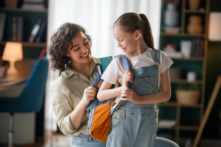 mom and daughter school