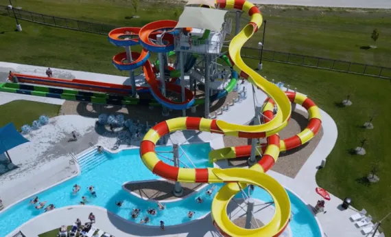 outdoor water park with slides