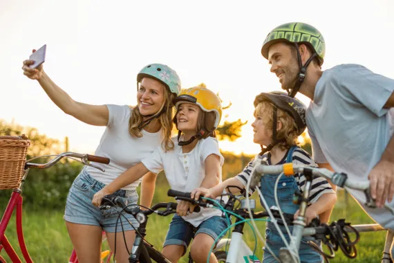family bike riding