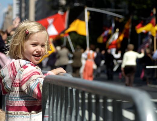 Child watching a parade