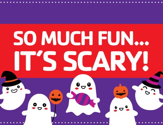 trunk or treat graphic, shows halloween ghosts, says "so much fun...it's scary!"