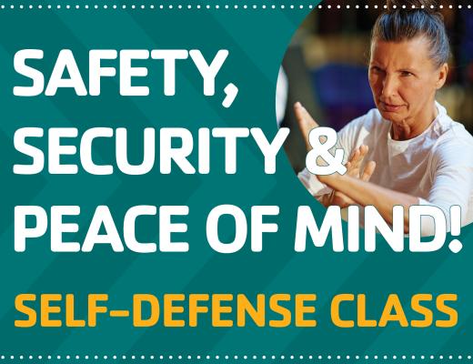 Safety, security, and peace of mind! Self-defense class. Image of older woman practicing self-defense.