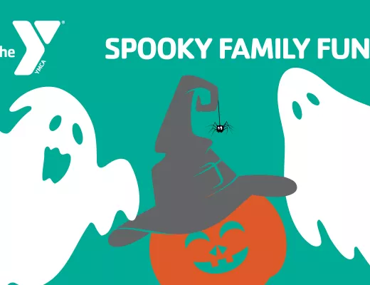 Ghost and pumpkin halloween graphic