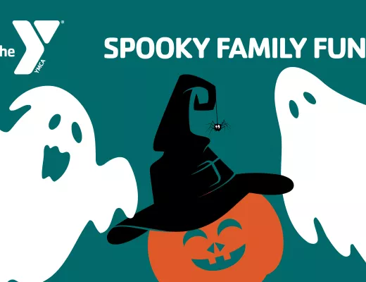 Ghost and pumpkin halloween graphic