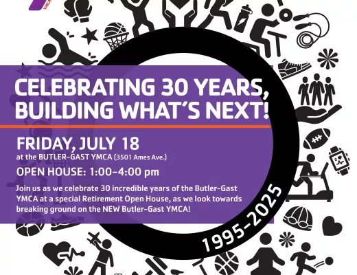 Graphic invite for a YMCA open house