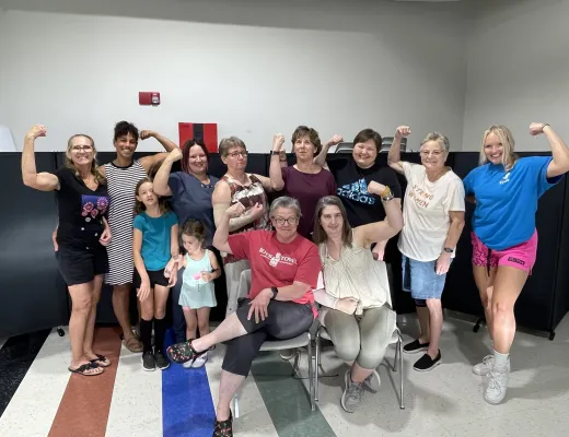 people flexing muscles 