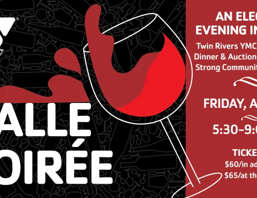 Save the date graphic featuring a wine glass