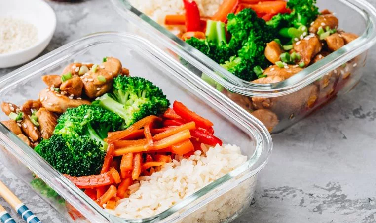 Image of lunches in a container for meal prep