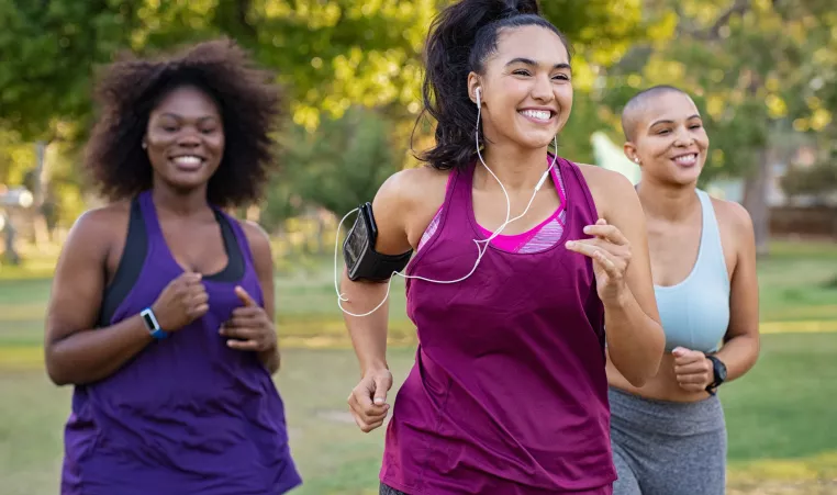 3 women running outdoors