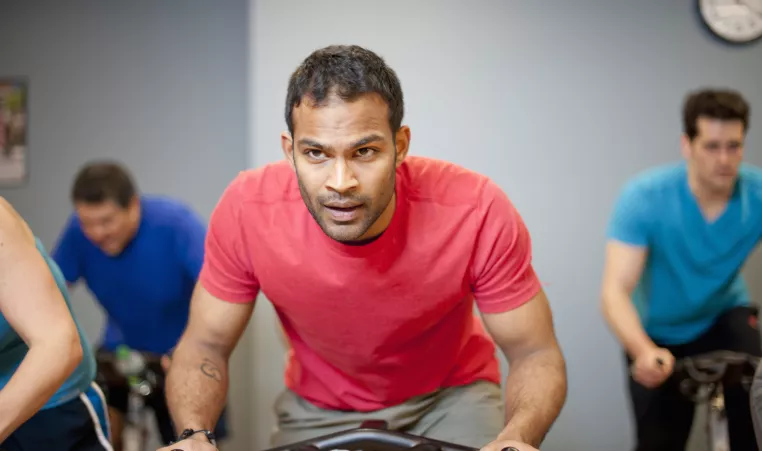 Man in a cycling class