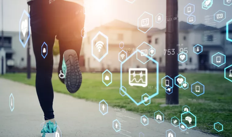 Close up of a woman's lower body, running