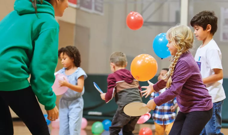 Kids playing fun games in a group