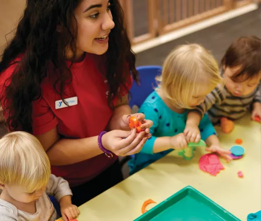 Kids in daycare making crafts