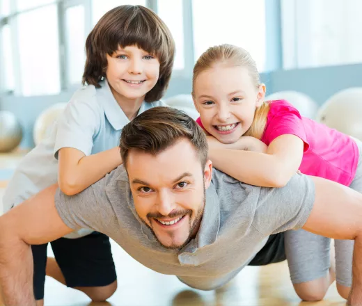 Dad having fun with kids