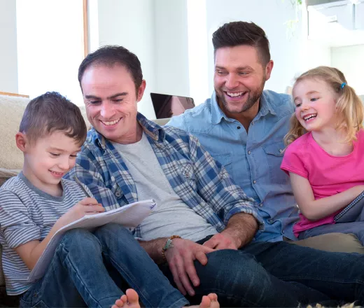 2 Dads having fun with their kids