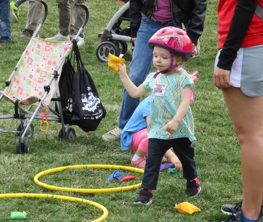 Child playing an active game