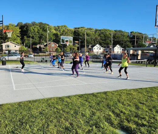 Group fitness in a park