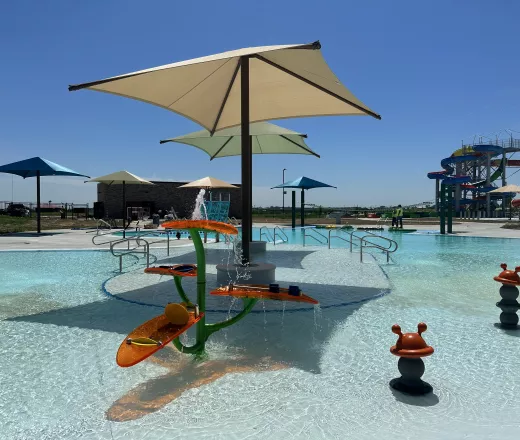 Water park with water features
