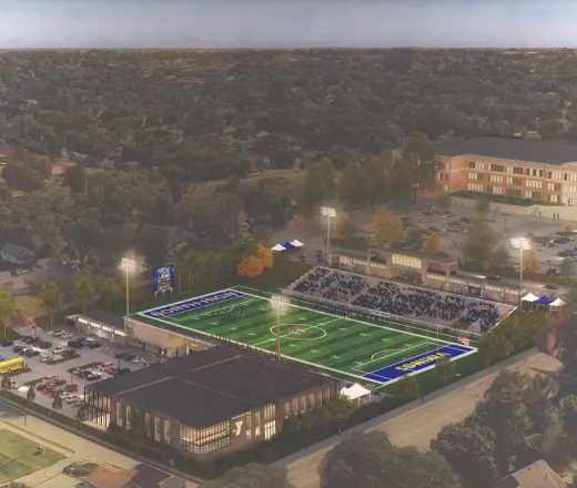 Rendering of the new construction of the Butler-Gast YMCA