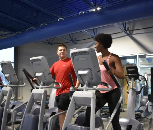 two people on exercise machine