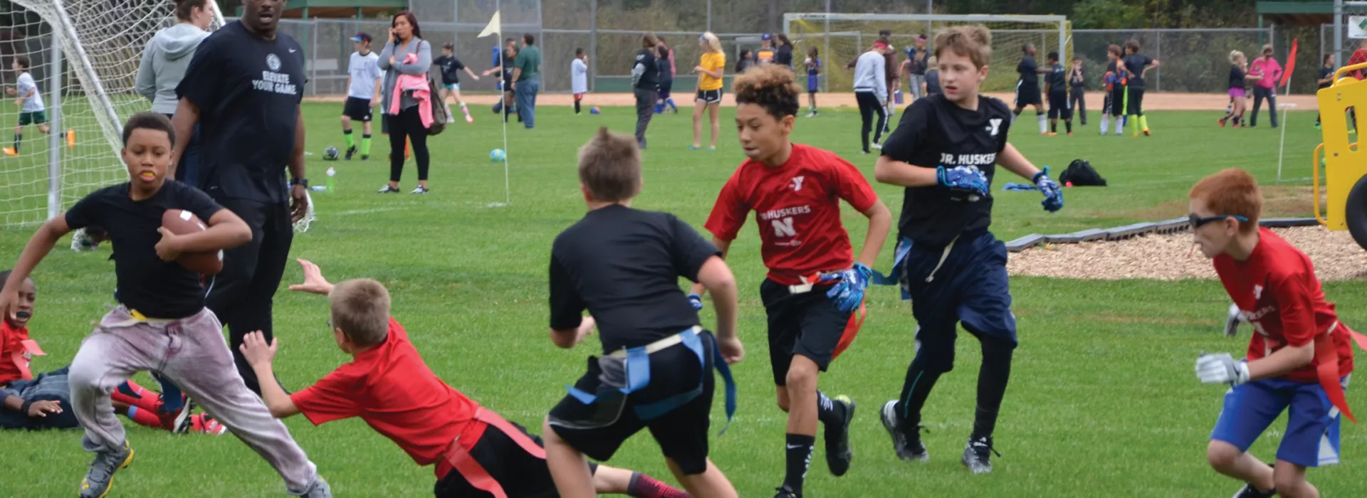 Youth playing YMCA Flag Football