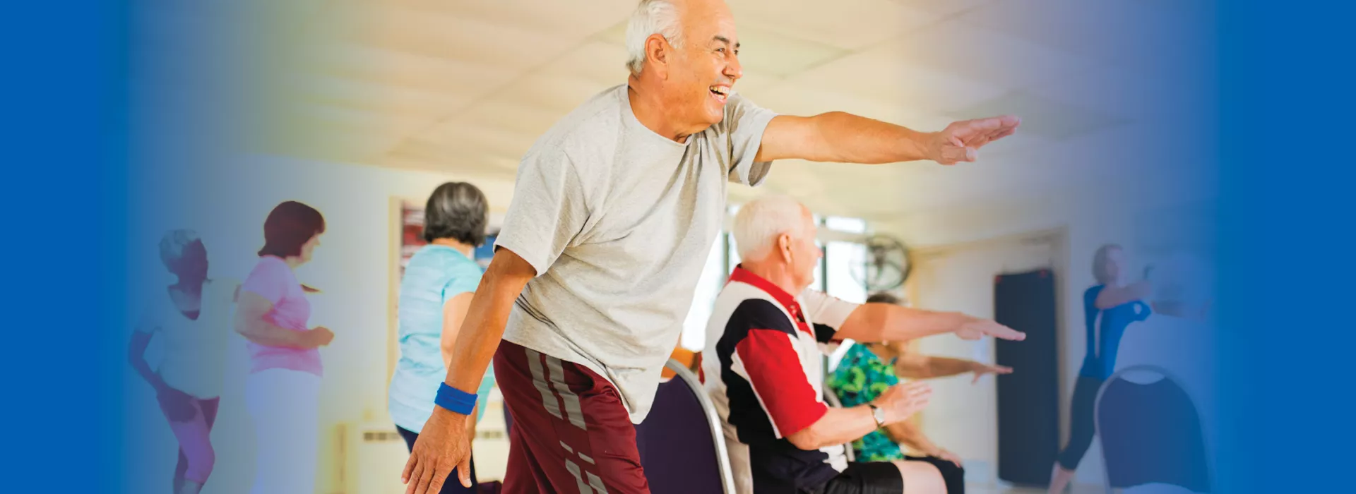 Seniors in a fitness class