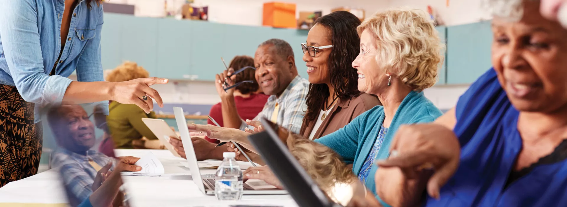 Seniors enjoying a social class