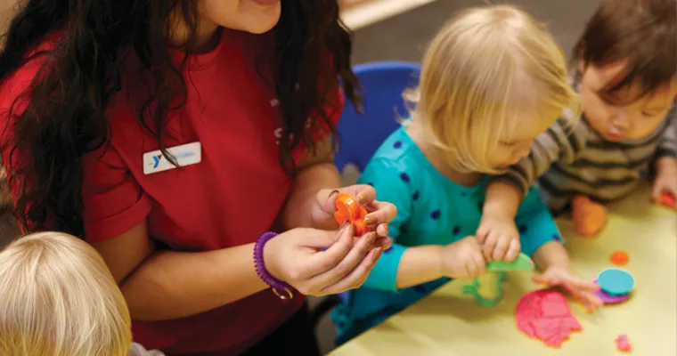 Kids in daycare making crafts