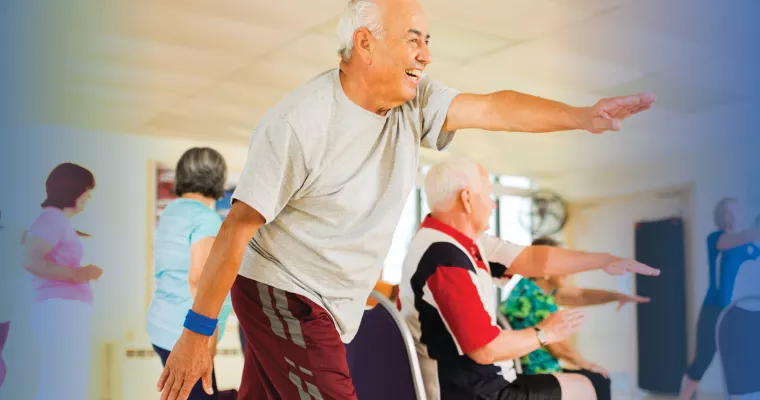 Seniors in a fitness class