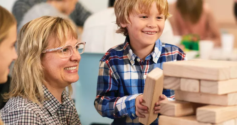 Child playing with blocks