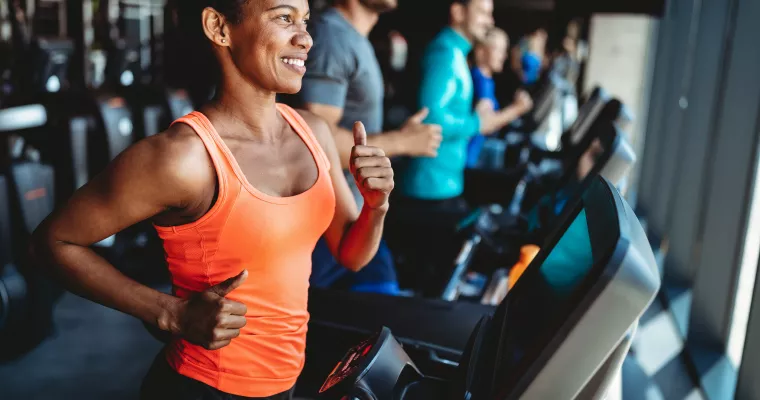 Woman running on a treadmill 