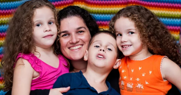 Young mom with three kids
